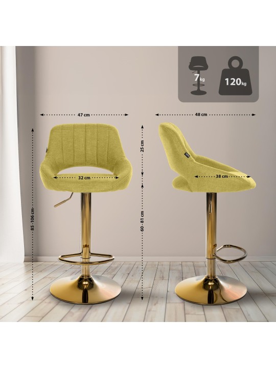 Lot de 2 tabourets de bar Milet tissu G, vert Lot de 2 tabourets de bar Milet tissu G, vert