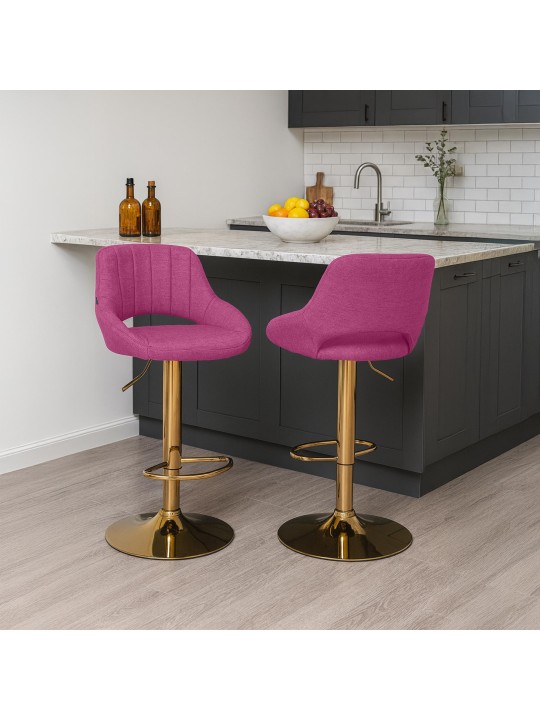 Lot de 2 tabourets de bar Milet tissu G, violet Lot de 2 tabourets de bar Milet tissu G, violet