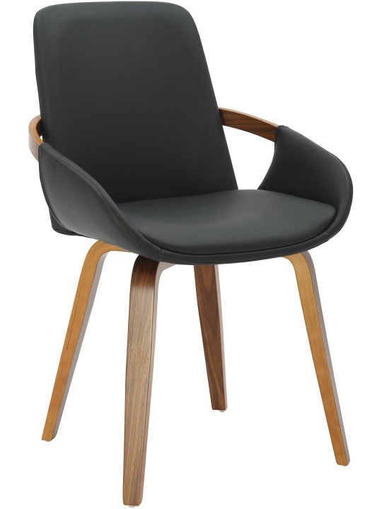 Chaise de salle à manger Bertol similicuir, noyer/noir