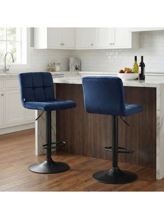 Tabouret de bar velours Pérou, bleu Tabouret de bar velours Pérou, bleu