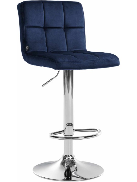 Tabouret de bar Peru velours chrome, bleu