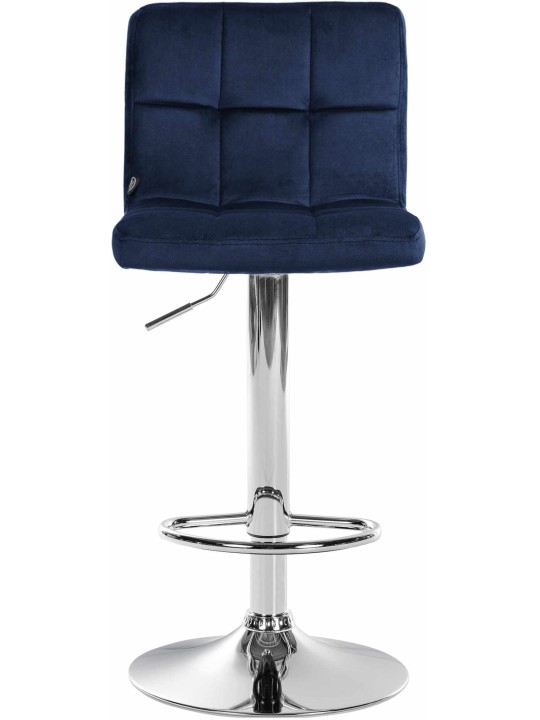 Tabouret de bar Peru velours chrome, bleu