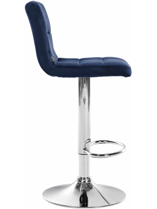 Tabouret de bar Peru velours chrome, bleu