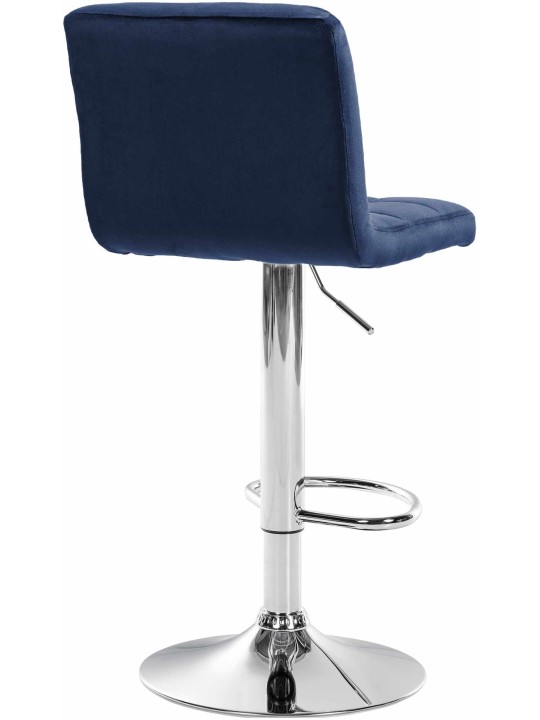 Tabouret de bar Peru velours chrome, bleu
