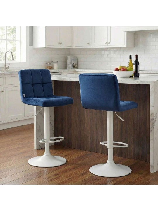 Tabouret de bar velours Pérou, bleu