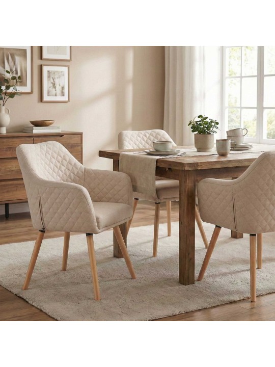 Chaise de salle à manger Gent tissu natura, crème
