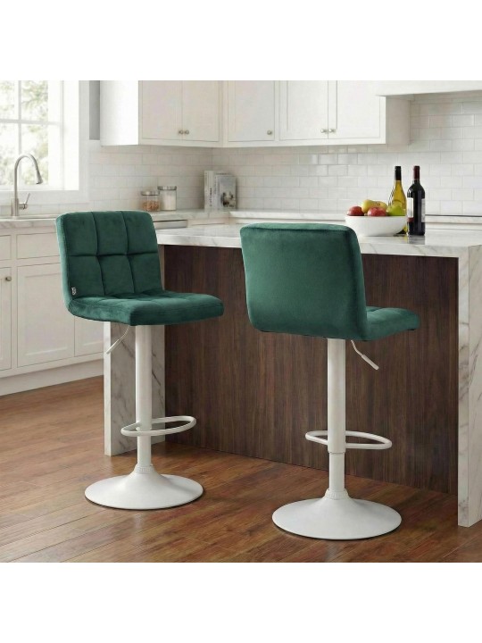 Tabouret de bar Peru velours blanc, vert