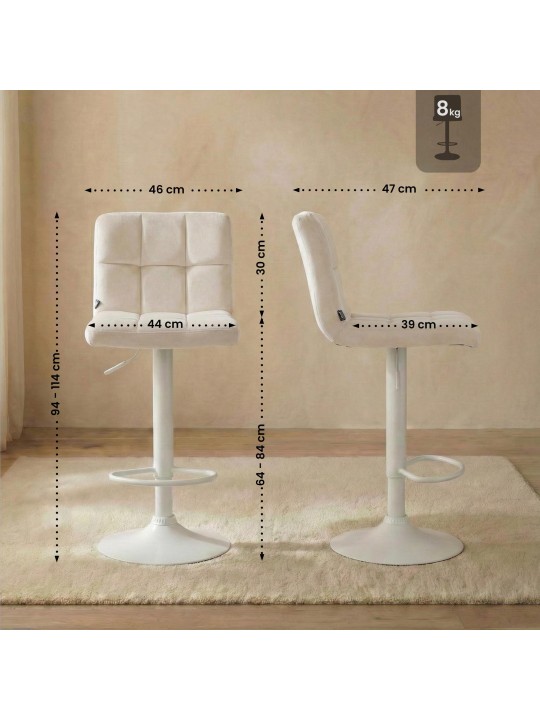 Tabouret de bar velours Pérou, crème Tabouret de bar velours Pérou, crème