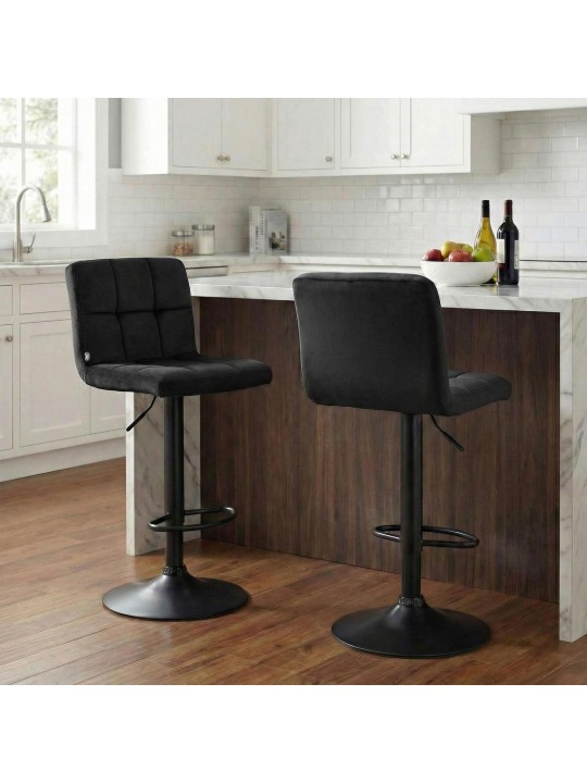 Tabouret de bar velours Pérou, noir Tabouret de bar velours Pérou, noir