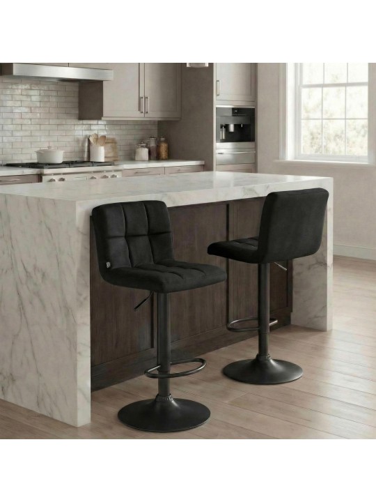 Tabouret de bar velours Pérou, noir Tabouret de bar velours Pérou, noir