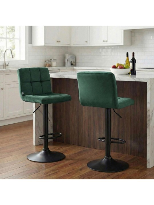 Tabouret de bar Peru velours noir, vert
