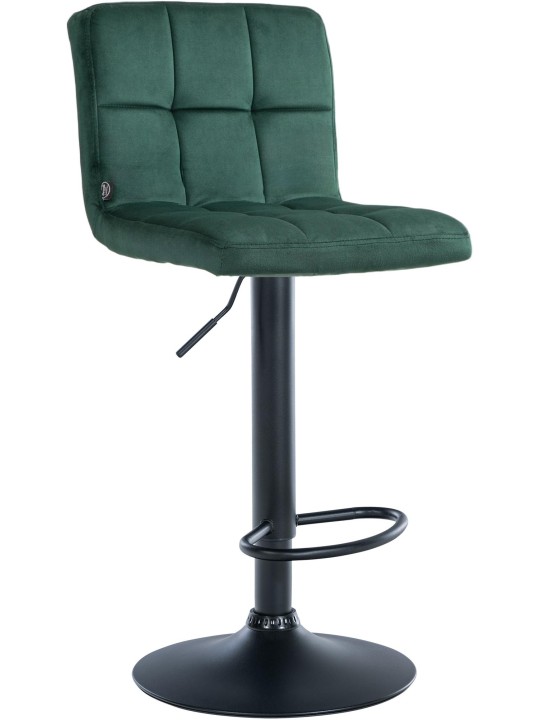 Tabouret de bar Peru velours noir, vert