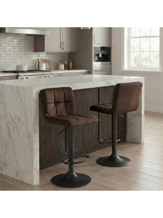 Tabouret de bar velours Pérou, brun Tabouret de bar velours Pérou, brun