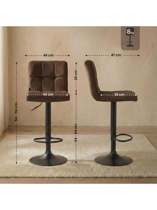 Tabouret de bar velours Pérou, brun Tabouret de bar velours Pérou, brun