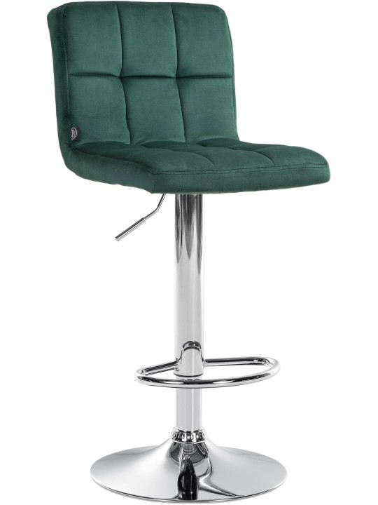 Tabouret de bar Peru velours chrome, vert