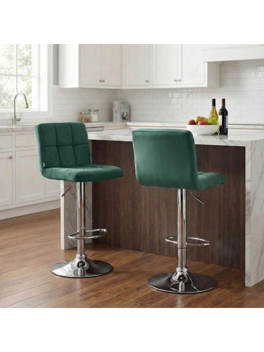 Tabouret de bar Peru velours chrome, vert