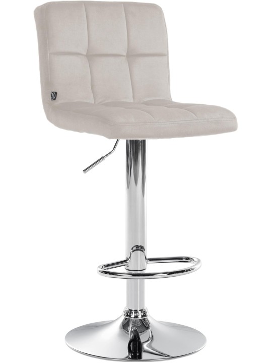 Tabouret de bar Peru velours chrome, crème