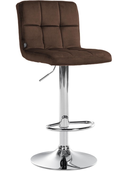 Tabouret de bar Peru velours chrome, brun