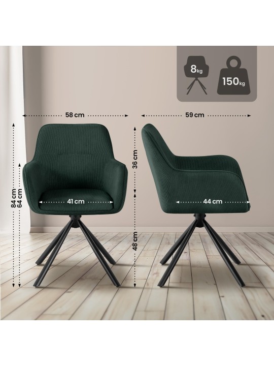 Chaise Tipton Cord, verte Chaise Tipton Cord, verte