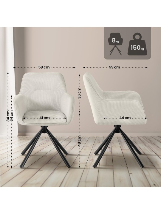 Chaise Tipton Cord, crème Chaise Tipton Cord, crème
