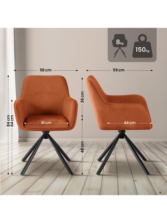 Chaise Tipton Cord, orange Chaise Tipton Cord, orange