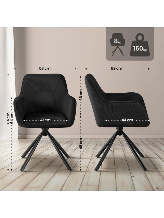 Chaise Tipton Cord, noir Chaise Tipton Cord, noir