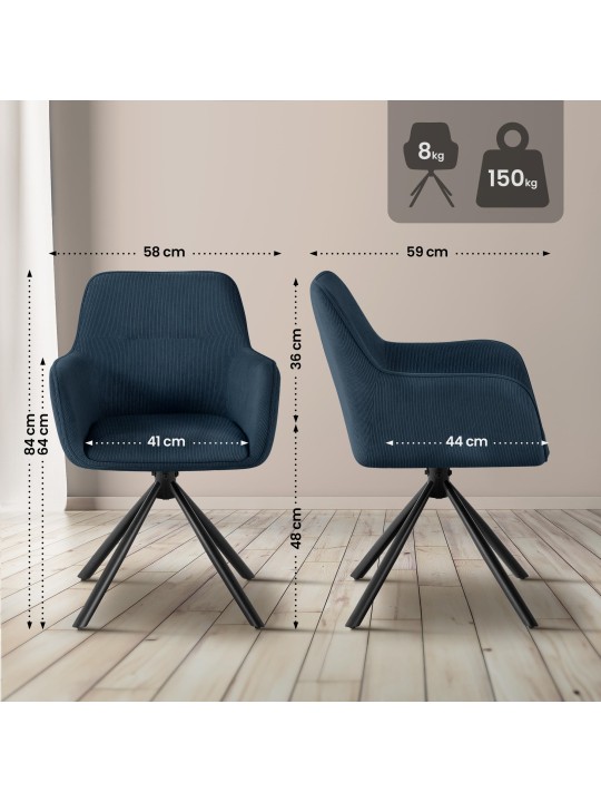 Chaise Tipton Cord, bleu Chaise Tipton Cord, bleu