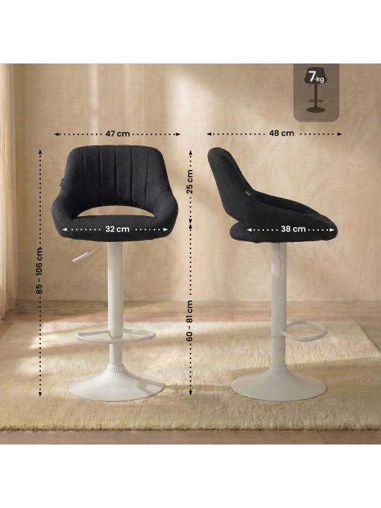 Tabouret de bar Milet tissu, noir