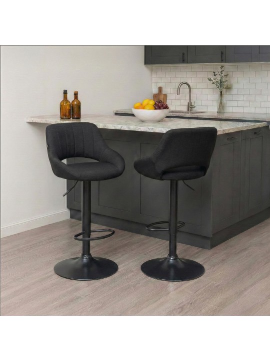 Tabouret de bar Milet tissu, noir