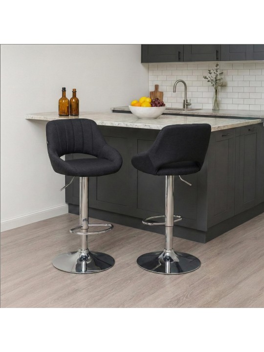 Tabouret de bar Milet tissu chrome, noir Tabouret de bar Milet tissu chrome, noir