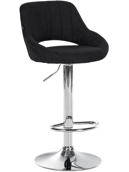 Tabouret de bar Milet tissu chrome, noir Tabouret de bar Milet tissu chrome, noir