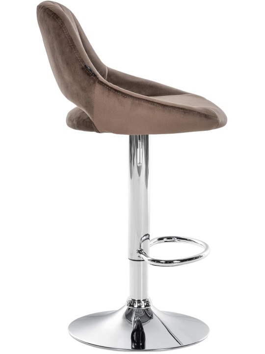Tabouret de bar Milet velours chrome, brun Tabouret de bar Milet velours chrome, brun