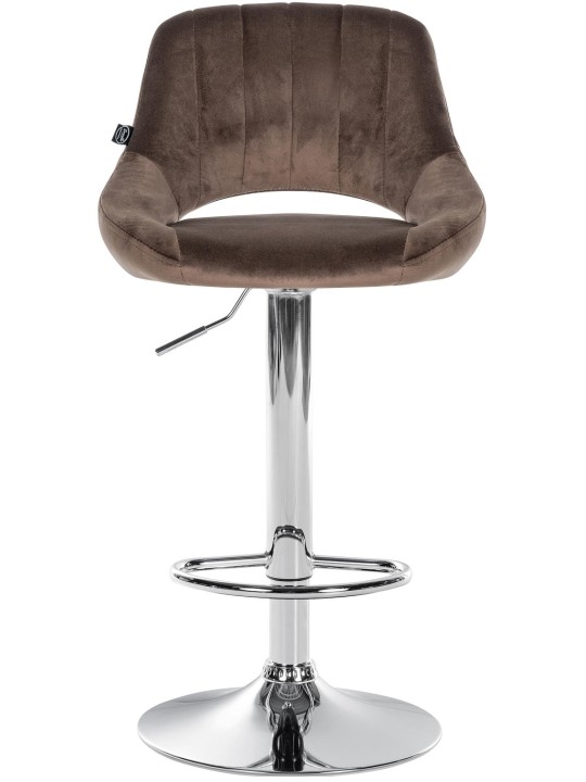 Tabouret de bar Milet velours chrome, brun Tabouret de bar Milet velours chrome, brun