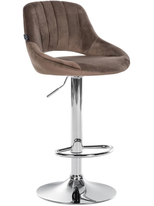Tabouret de bar Milet velours chrome, brun Tabouret de bar Milet velours chrome, brun