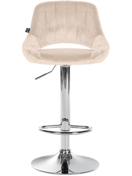 Tabouret de bar Milet velours chrome, crème Tabouret de bar Milet velours chrome, crème
