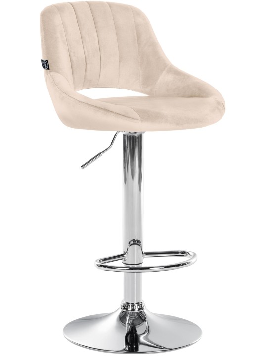 Tabouret de bar Milet velours chrome, crème Tabouret de bar Milet velours chrome, crème