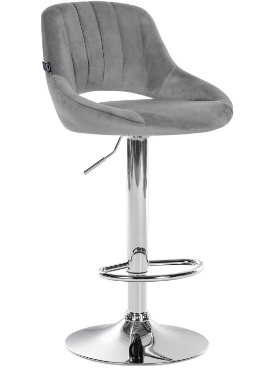 Tabouret de bar Milet velours chrome, gris foncé