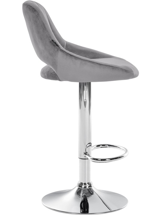 Tabouret de bar Milet velours chrome, gris foncé