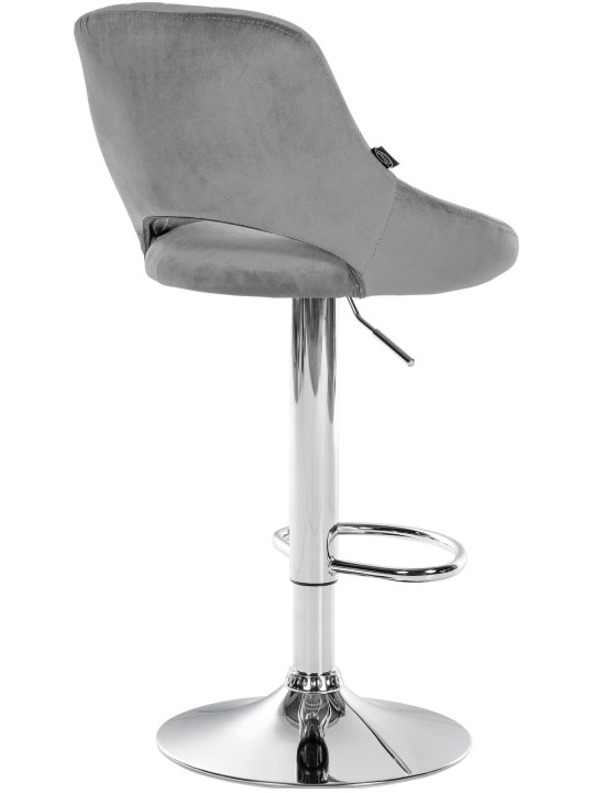 Tabouret de bar Milet velours chrome, gris foncé