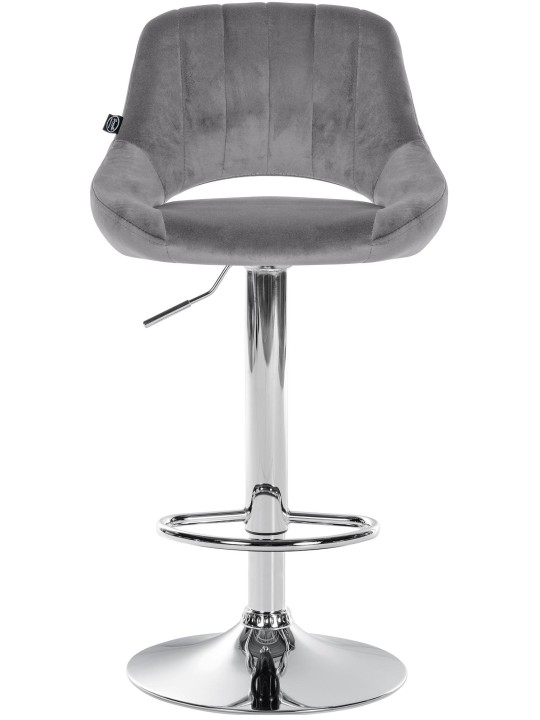 Tabouret de bar Milet velours chrome, gris foncé