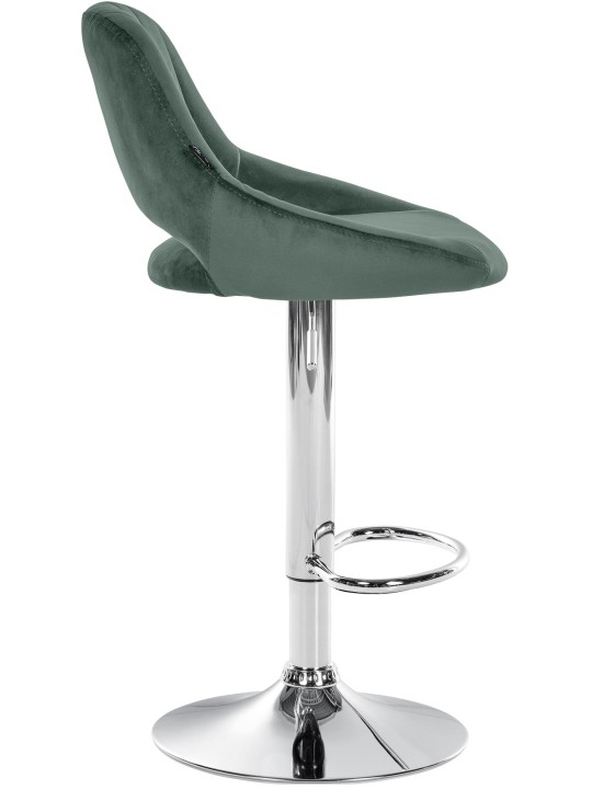 Tabouret de bar Milet velours chrome, vert