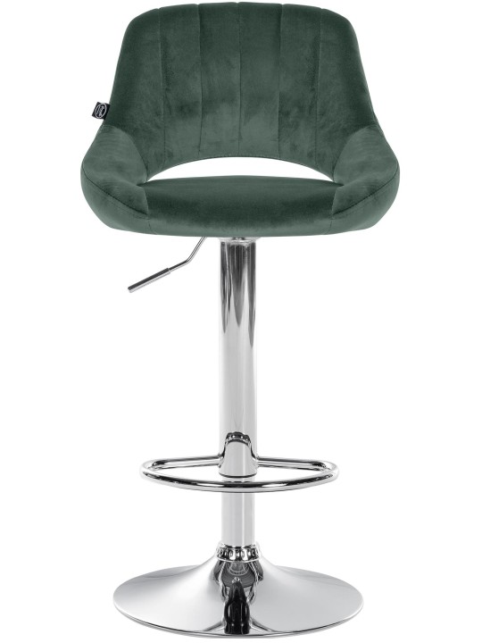Tabouret de bar Milet velours chrome, vert