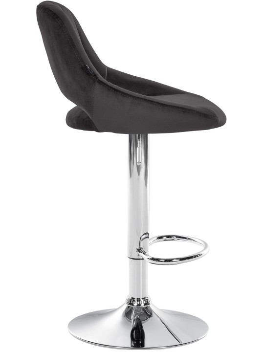 Tabouret de bar Milet velours chrome, noir Tabouret de bar Milet velours chrome, noir