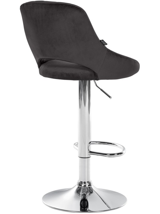 Tabouret de bar Milet velours chrome, noir Tabouret de bar Milet velours chrome, noir