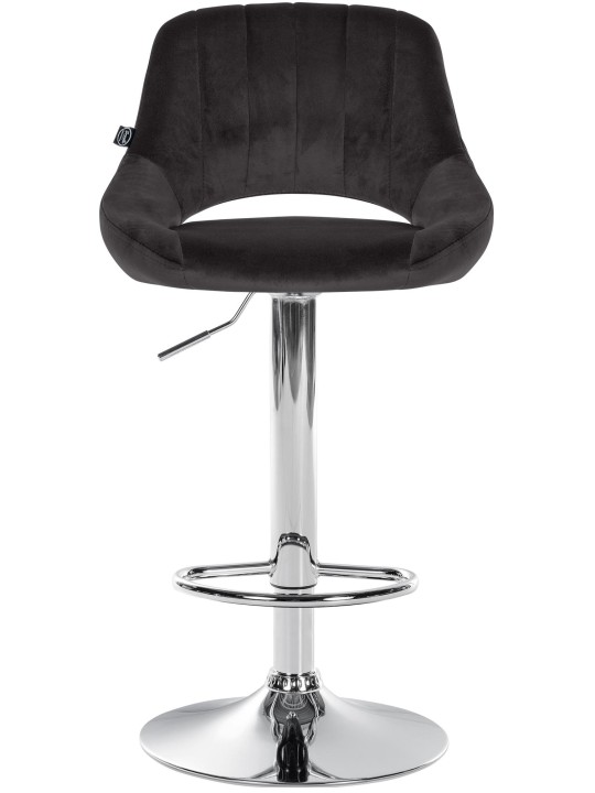 Tabouret de bar Milet velours chrome, noir Tabouret de bar Milet velours chrome, noir
