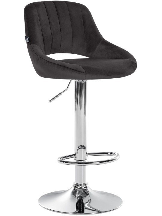Tabouret de bar Milet velours chrome, noir Tabouret de bar Milet velours chrome, noir