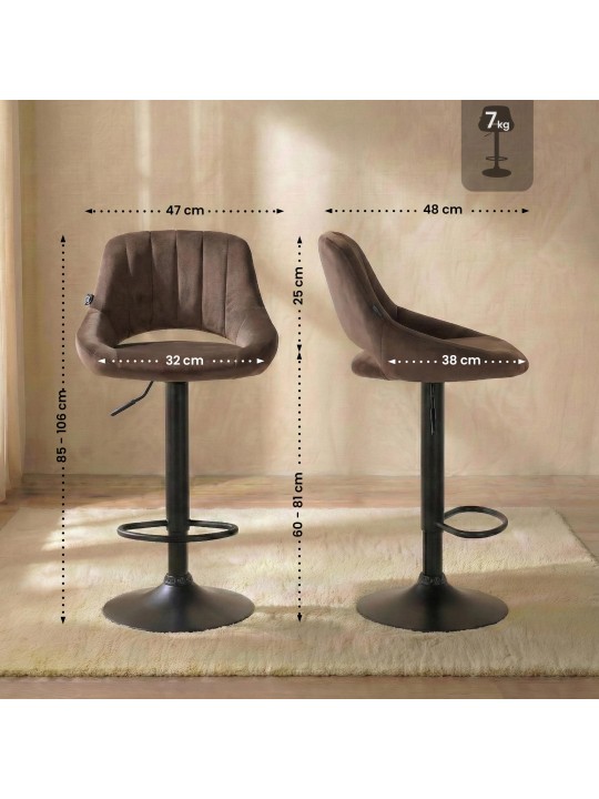 Tabouret de bar Milet velours, brun Tabouret de bar Milet velours, brun