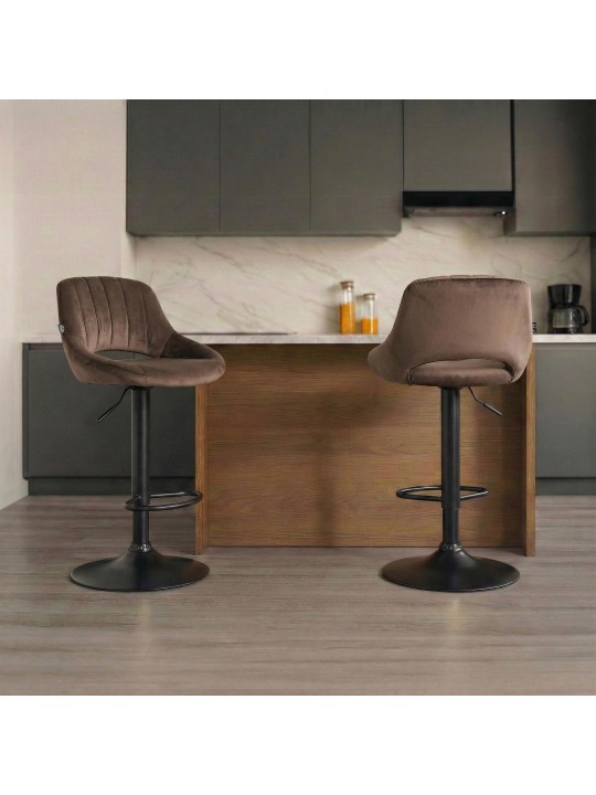 Tabouret de bar Milet velours, brun Tabouret de bar Milet velours, brun