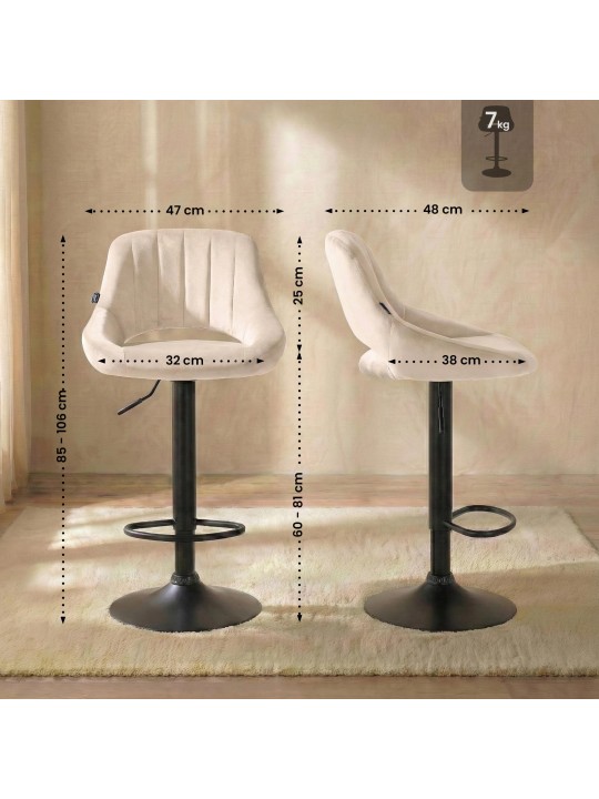 Tabouret de bar Milet velours, crème Tabouret de bar Milet velours, crème