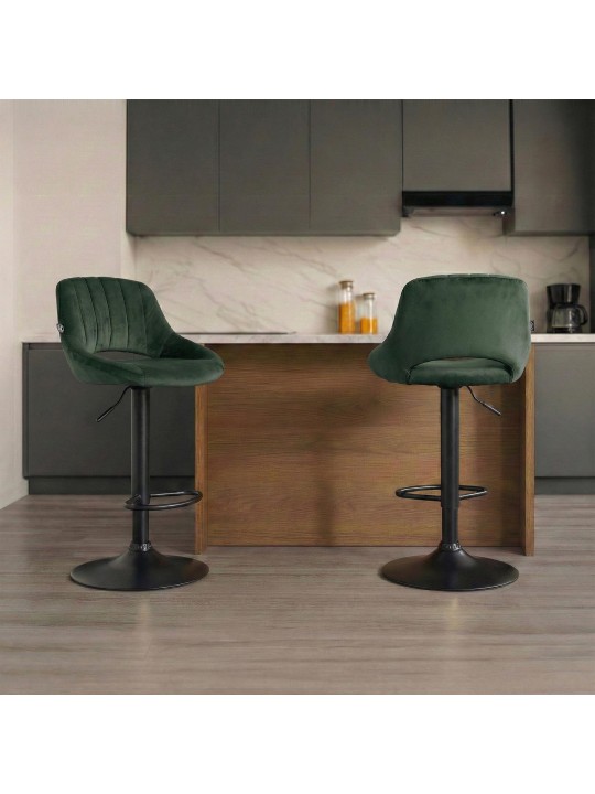 Tabouret de bar Milet velours, vert